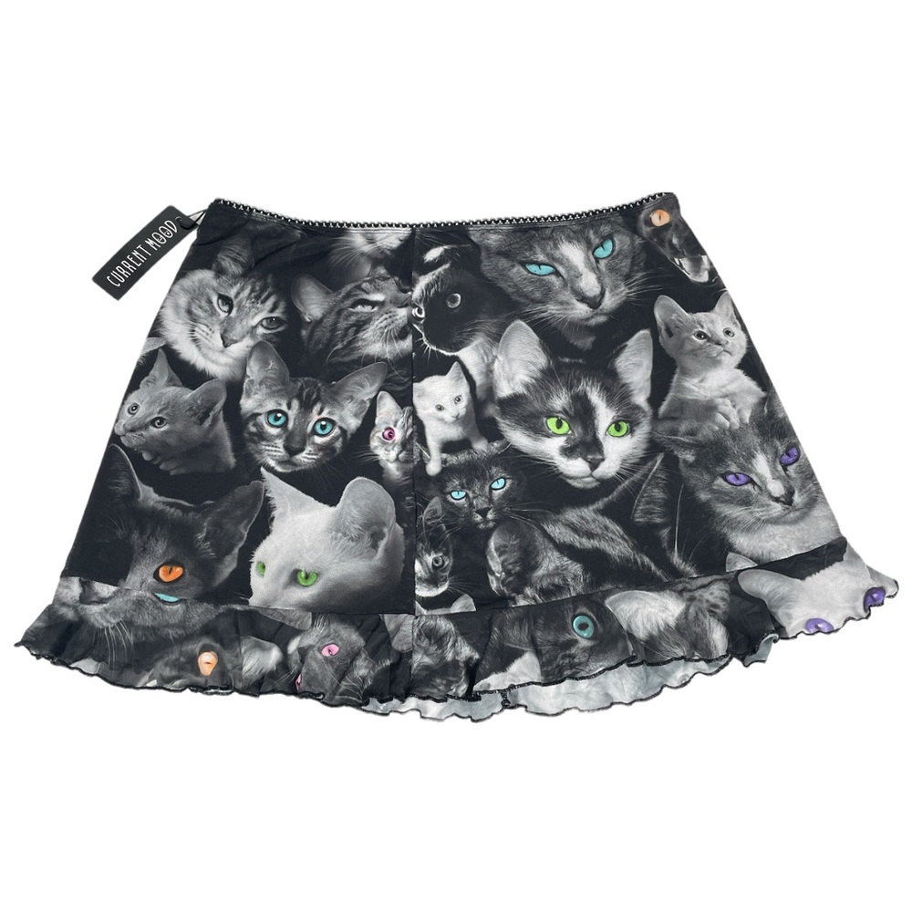 Dolls Kill Current Mood Moonlight Meow Mesh Mini Skirt Black Size 2X - Picture 4 of 6